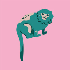 Hand drawn pygmy marmoset monkey color concept. Children's character.