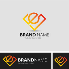 Initial E letter geometric colorful logo abstract