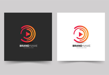 Letter o and play button logo design inspiration
