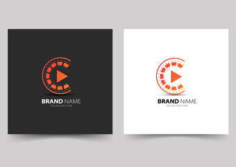 Initial letter C and play button logo design inspiration