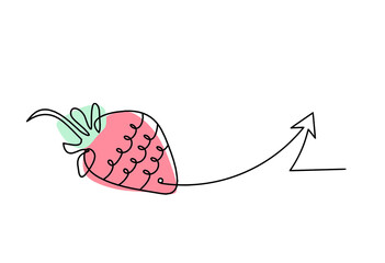 Drawing line of color strawberry and direction on the white