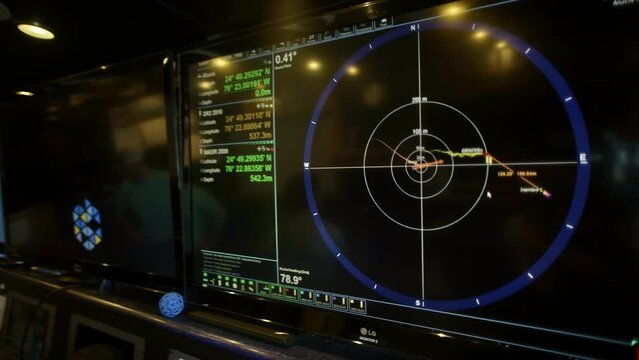 Close Up, Dolly In On Ship Sonar 