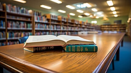 open textbook in a library book.