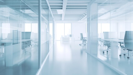 Naklejka na ściany i meble White blurred modern office interior background.