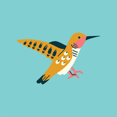 Hummingbird color element. Abstract exotic animal.