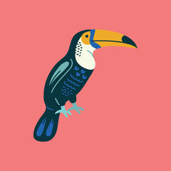Rainbow-billed toucan color element. Abstract exotic animal.