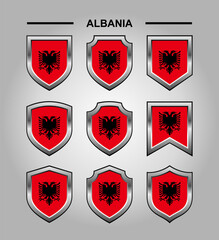Albania National Emblems Flag and Luxury Shield