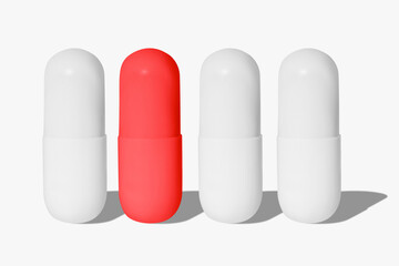 Set of colorful pills and pills. On a light background.