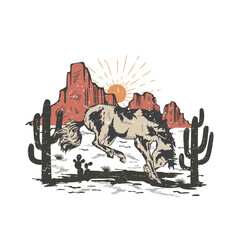 illustration of a horse in desert