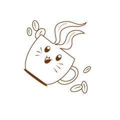 Coffee cup and coffee beans