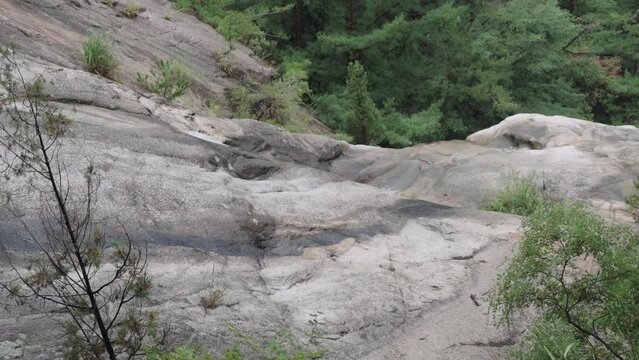 valley view of Bukhansan National Park filled with water after rain