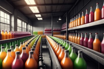 bottles on conveyor belt 