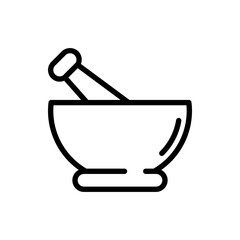 Mortar and Pestle Icon In Trendy Design Vector Editable Stroke
