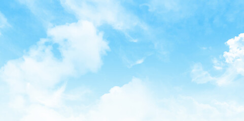 Fototapeta na wymiar Blue sky with white clouds. Fantastic soft white clouds against blue sky
