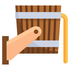 SAUNA BUCKET SHOWER filled outline icon,linear,outline,graphic,illustration