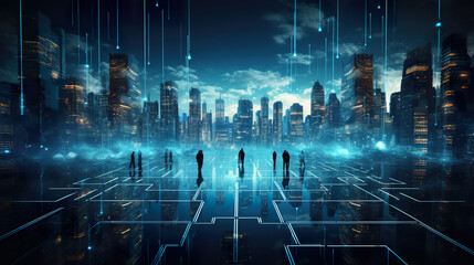 Obraz premium The safeguarding of information and networks through cybersecurity, a glimpse into future technology