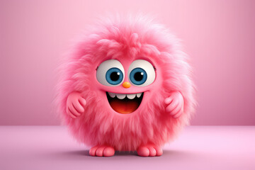 Cute furry monster 3D cartoon character