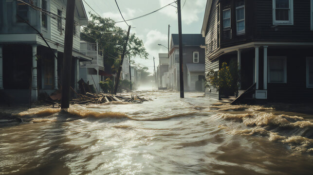 flood on the street in the city - natural disaster