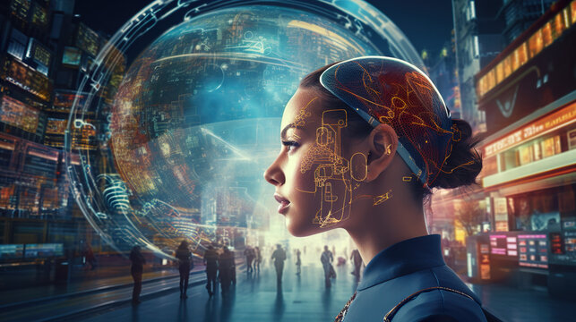 The conceptualization of artificial intelligence as the next-generation technology in a futuristic context - AI Generated Person