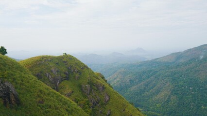 Naklejka premium Little Adam's Peak. Sri Lanka. Ella. Scenic valley with mountains view.