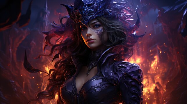 Step into a mesmerizing realm as an anime depiction brings to life a World of Warcraft female human warlock. 