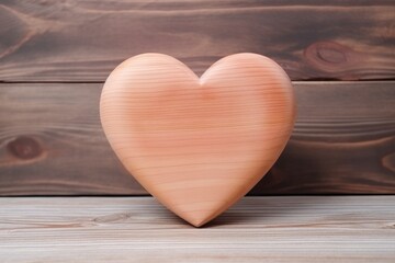 Wooden heart on a brown wooden background. Valentines day