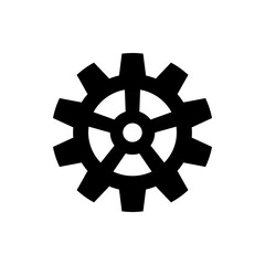 Black gear on transparent background