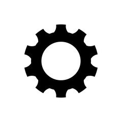 Black gear isolated on transparent background