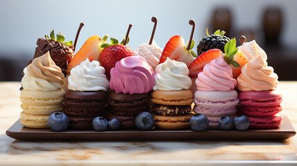 Gorgeous cake decorated with fruit and pastry creams