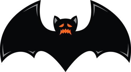Scary black halloween bat vector icon