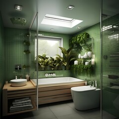 natural bathroom interior design generated ai