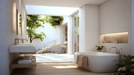 Fototapeta na wymiar natural bathroom interior design generated ai