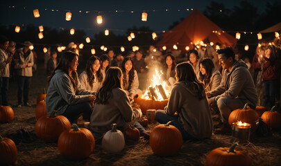 nightparty with campfire