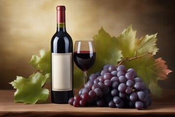 Obraz premium bottle of wine and grapes