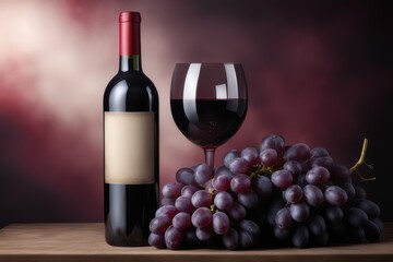 Obraz premium red wine bottle and grapes