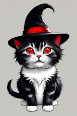 halloween cute cat with hat