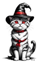 halloween cute cat with hat