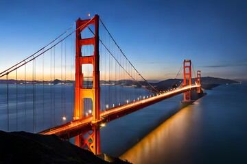 Fototapeta na wymiar Famous Golden Gate Bridge, San Francisco at night, United States (USA)