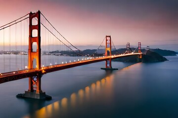 Famous Golden Gate Bridge, San Francisco at night, United States (USA)