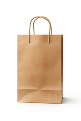 Eco friendly paper bag mock up template isolated on white background. Reduce reuse recycle, plastic free concept