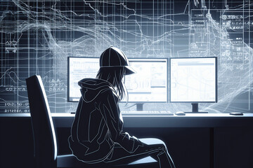 a anime-style image of a human with a hacker persona | Generative Ai