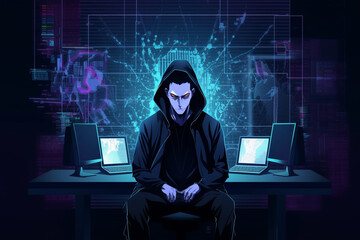 a anime-style image of a human with a hacker persona | Generative Ai