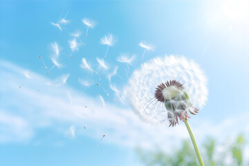 Spring seeds blowball summer dandelion flower sky softness plant nature