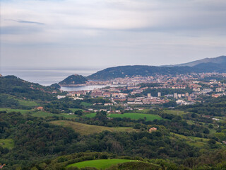 Aerial photo of the skyline of the Spanish city named San Sebastian