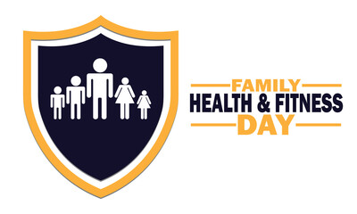 Family Health and Fitness Day. Holiday concept. Template for background, banner, card, poster with text inscription. Vector illustration.