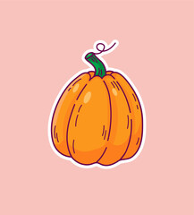 autumn orange trendy vector pumpkin sticker. fall vector isolated pumpkin fruit sticker