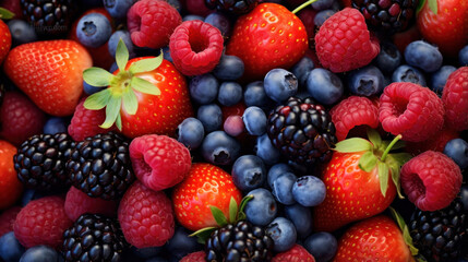 Close-up of vibrant and colorful fruits and vegetables