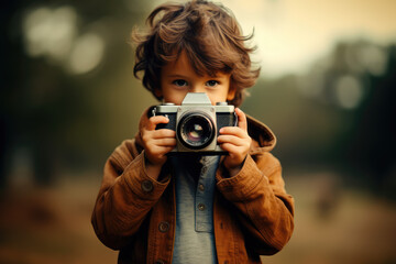 a kid using a camera to take picture