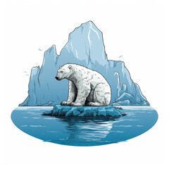 l'ours polaire blanc triste sur un iceberg à la dérive - concept du réchauffement climatique - IA Generative