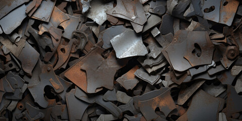 Texture Of Pile Of Pieces Of Rusty Scrap Metal For Background Created Using Artificial Intelligence